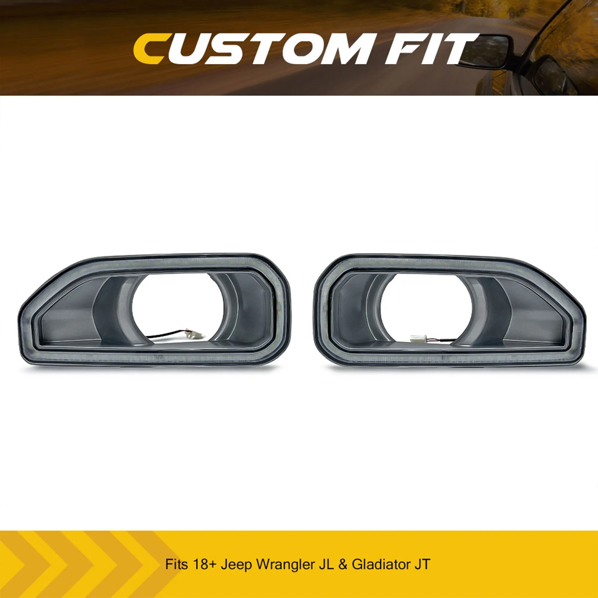 AMERICAN MODIFIED Fog Light Covers w/Turn Signal for 2018-2024 Jeep Wrangler JL