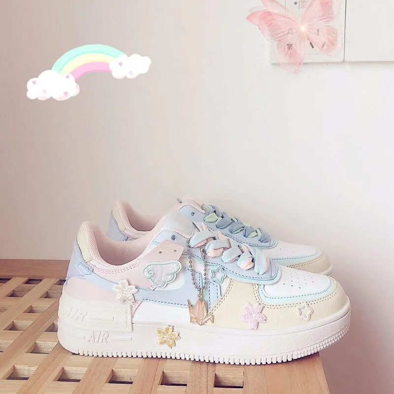 Amozae Women's Casual Running Shoes for Breathable Platform Spring Shoes Chaussures Peach Cherry Pink Ring White Blue Low-top