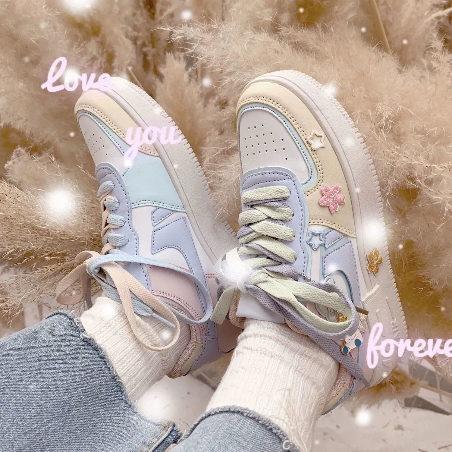 Amozae Women's Casual Running Shoes for Breathable Platform Spring Shoes Chaussures Peach Cherry Pink Ring White Blue Low-top