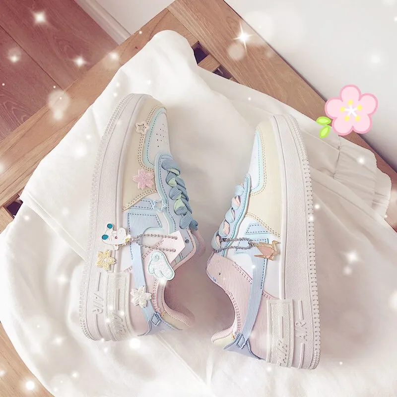 Amozae Women's Casual Running Shoes for Breathable Platform Spring Shoes Chaussures Peach Cherry Pink Ring White Blue Low-top