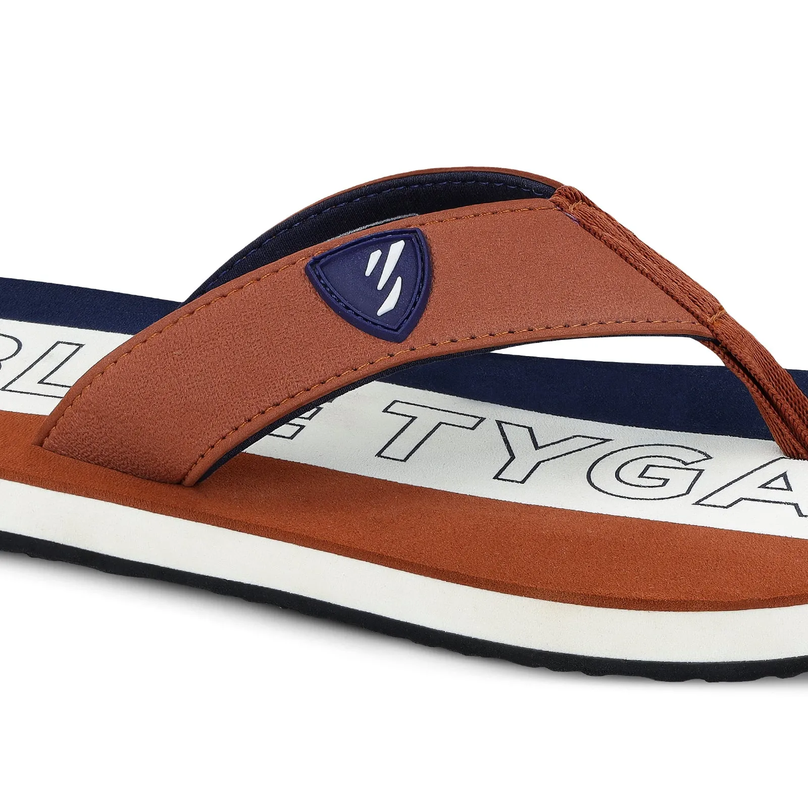Blue Tyga Men's Flip Flop Thong  - BT4274 Tan Blue