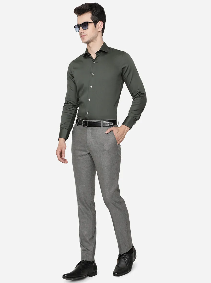Bottle Green Solid Slim Fit Party Wear Shirt | Wyre