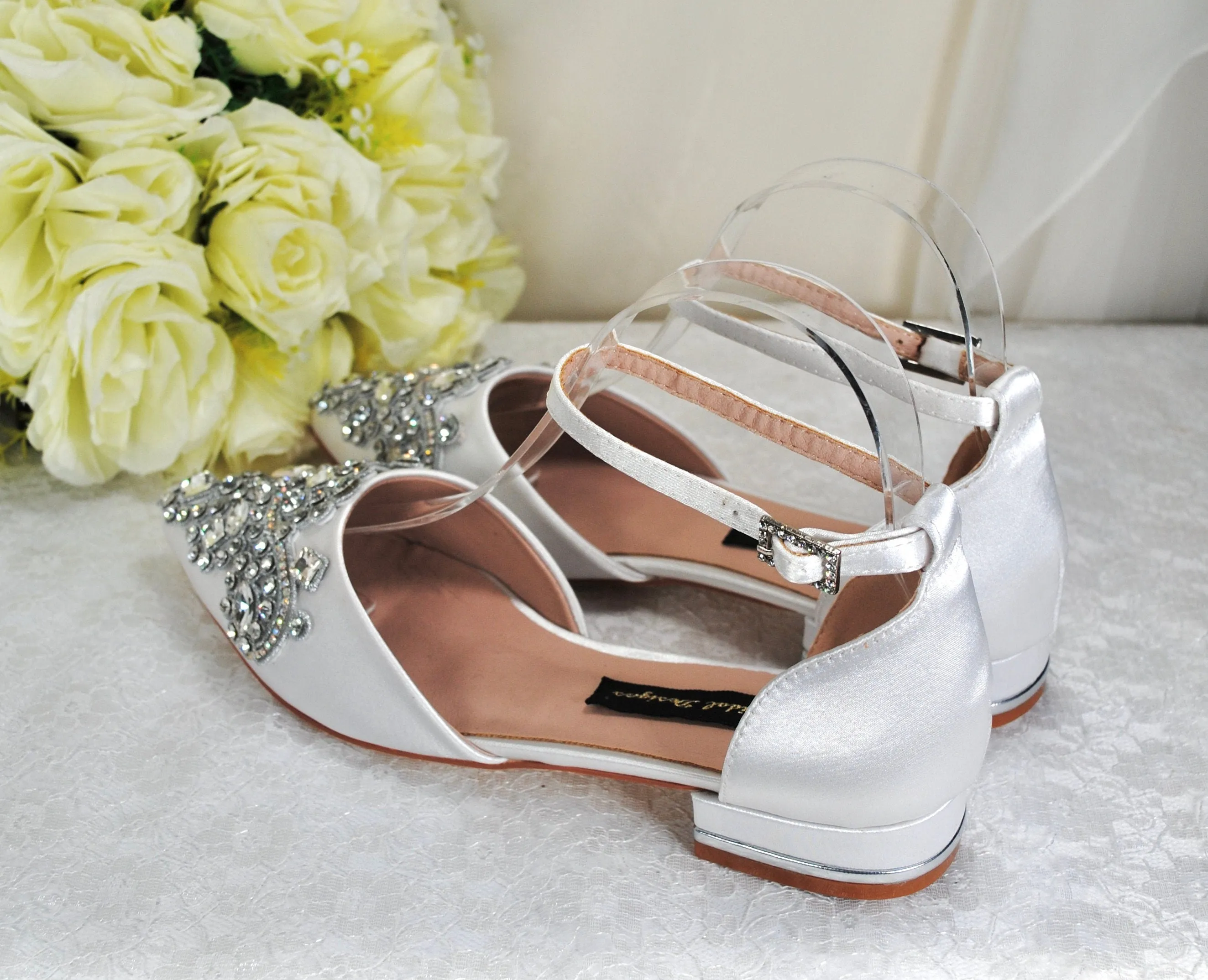 Bridal Flats with Rhinestone Appliqué