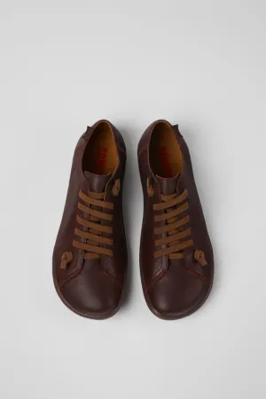 Camper Women's 20848 Peu Leather Lace-Up Casual Shoes Cola Brown