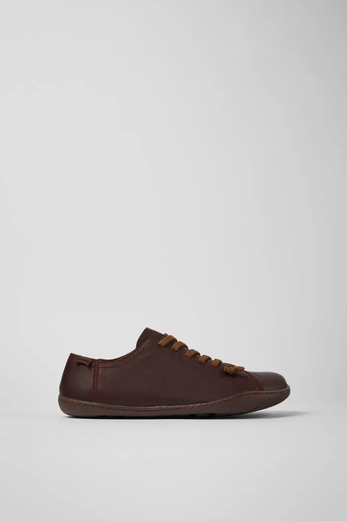 Camper Women's 20848 Peu Leather Lace-Up Casual Shoes Cola Brown