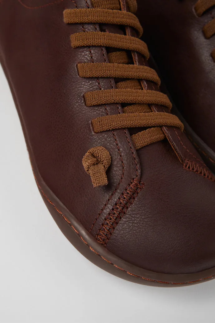 Camper Women's 20848 Peu Leather Lace-Up Casual Shoes Cola Brown