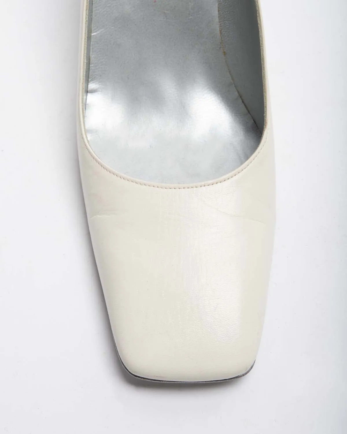 Charles jourdan white shoes with transparent heel