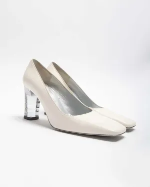 Charles jourdan white shoes with transparent heel