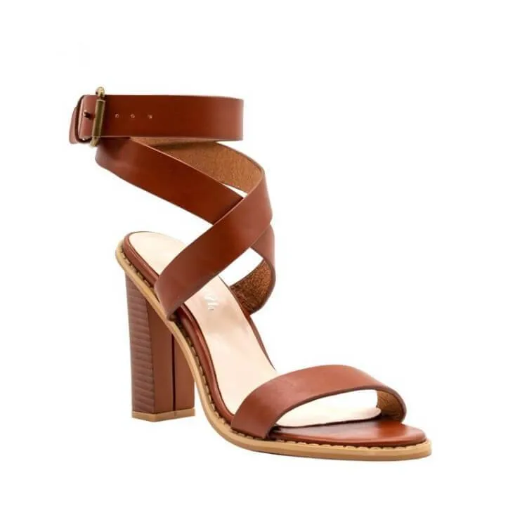Chunky Heel Glitter Buckle Sandals