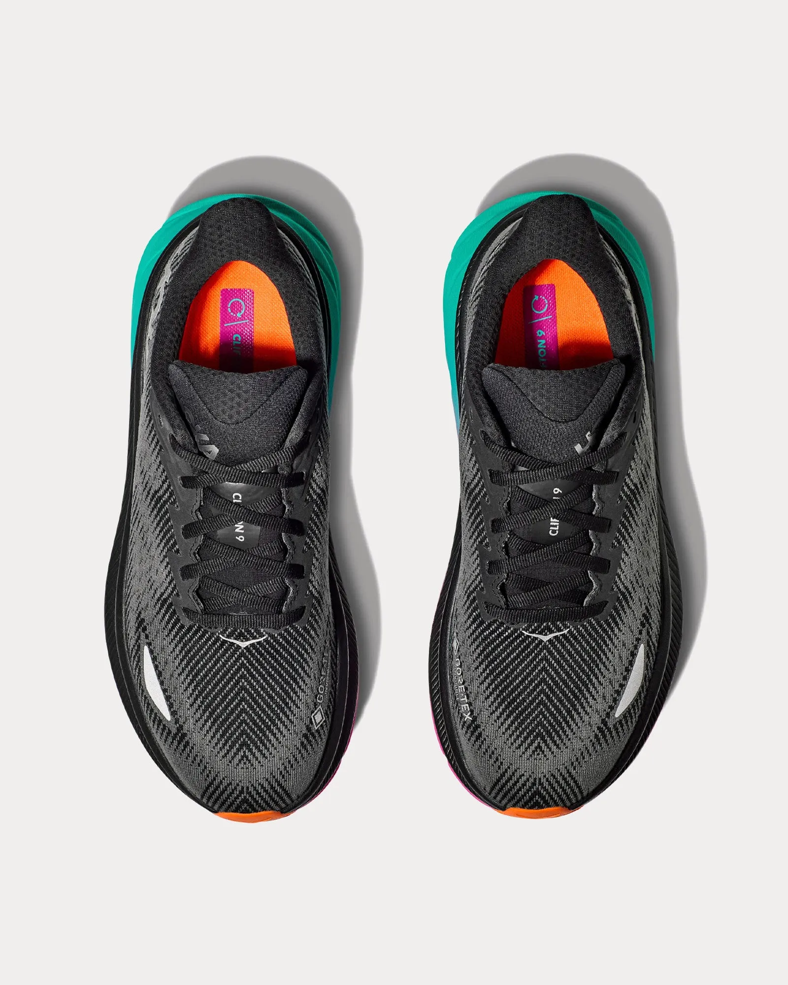 Clifton 9 GTX Black / Electric Aqua Running Shoes