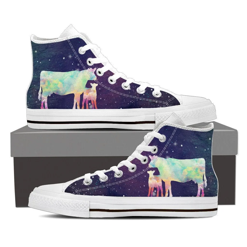 Cow galaxy color - High-Top Shoe WOMEN'S and MEN'S