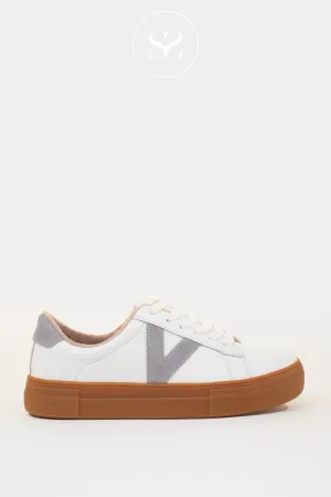 DRILLEYS TWENTY ONE WHITE/GREY FLATFORM TRAINERS