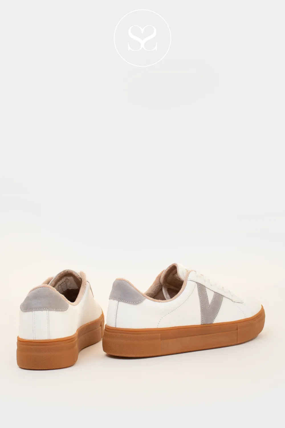 DRILLEYS TWENTY ONE WHITE/GREY FLATFORM TRAINERS