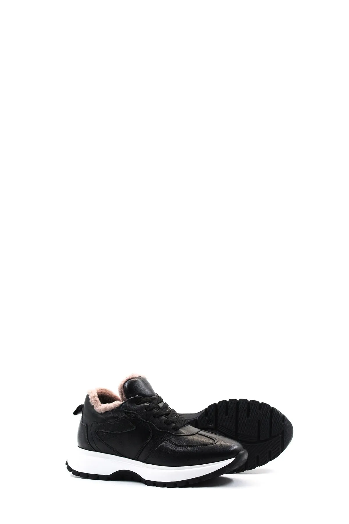 FST Genuine Leather Fur-lined Women's Casual Shoes 136KZA502-2 Black - Charleston
