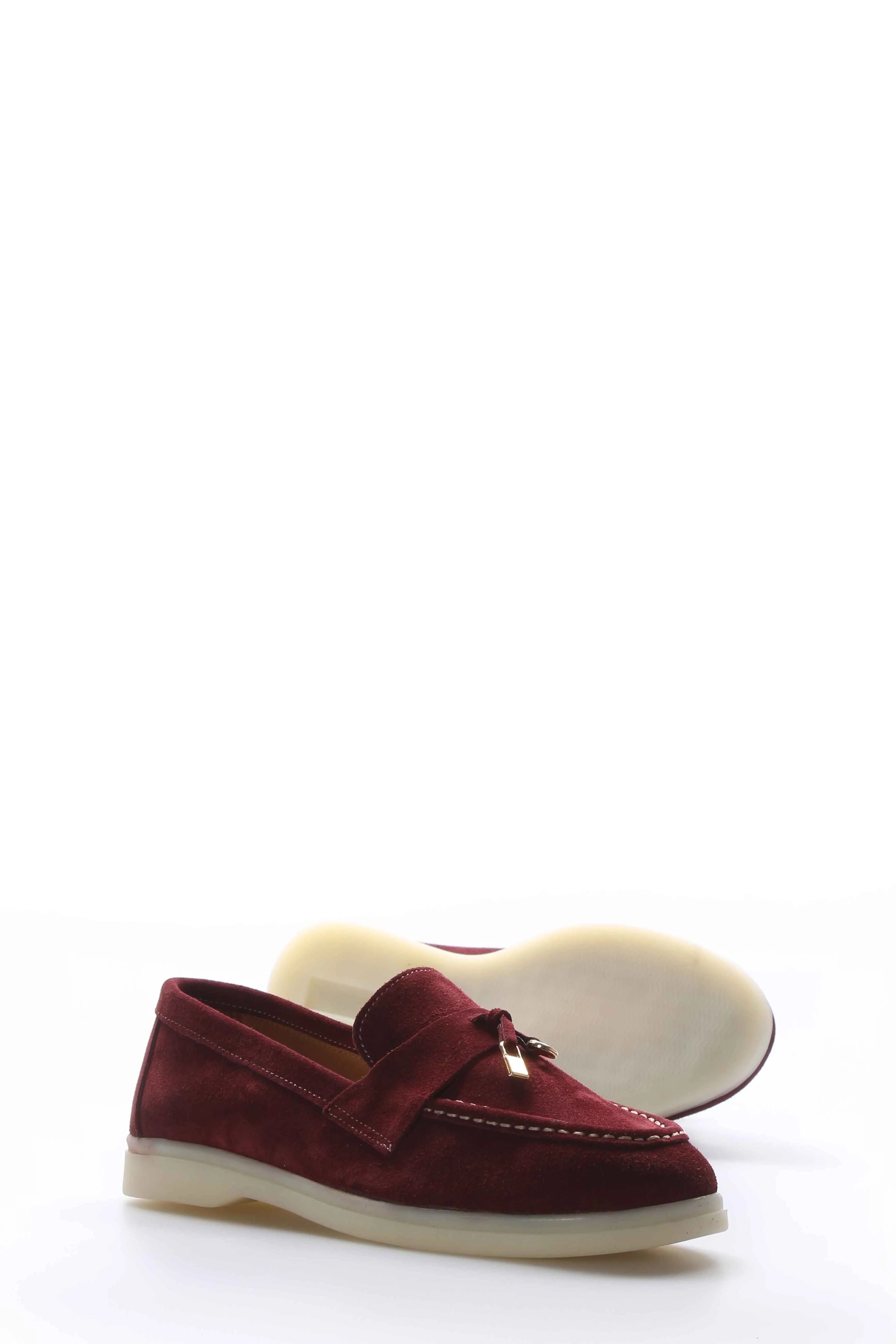FST Genuine Leather Women's Casual Shoes 733ZA021 Burgundy Suede - Acatzingo