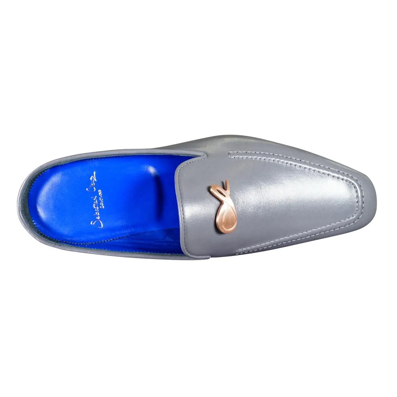 Grafite With Rose Gold Hardware Leather Slippers
