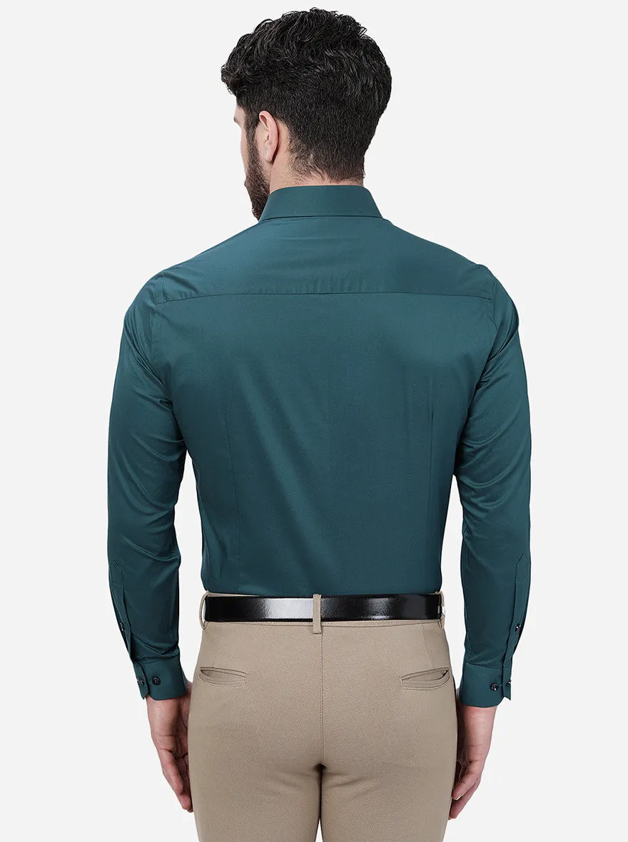 Green Solid Slim Fit Party Wear Shirt | Greenfibre