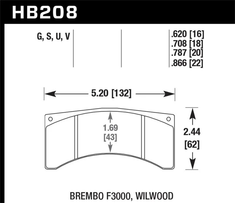 Hawk DTC-60 Race Brake Pads - NASCAR - Front - HB208G.708