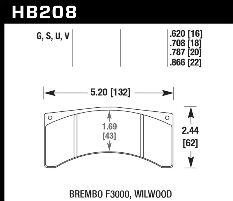 Hawk DTC-60 Race Brake Pads - NASCAR - Front - HB208G.708
