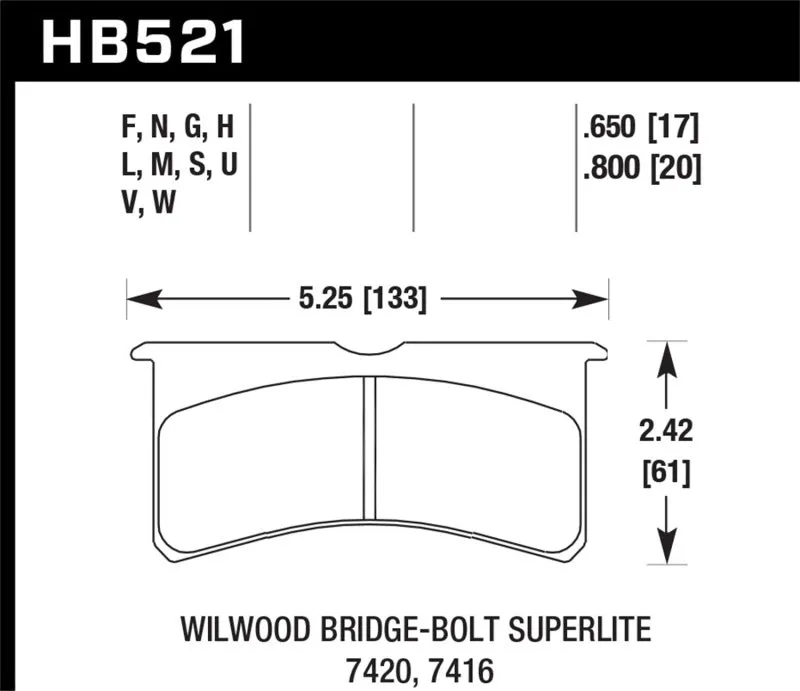 Hawk DTC-60 Race Brake Pads - Willwood BB SL 7420 - HB521G.650