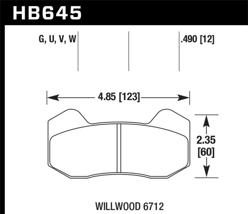 Hawk DTC-60 Race Brake Pads - Wilwood Type 6712 - HB645G.490