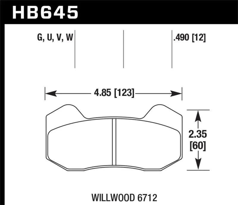 Hawk DTC-60 Race Brake Pads - Wilwood Type 6712 - HB645G.490