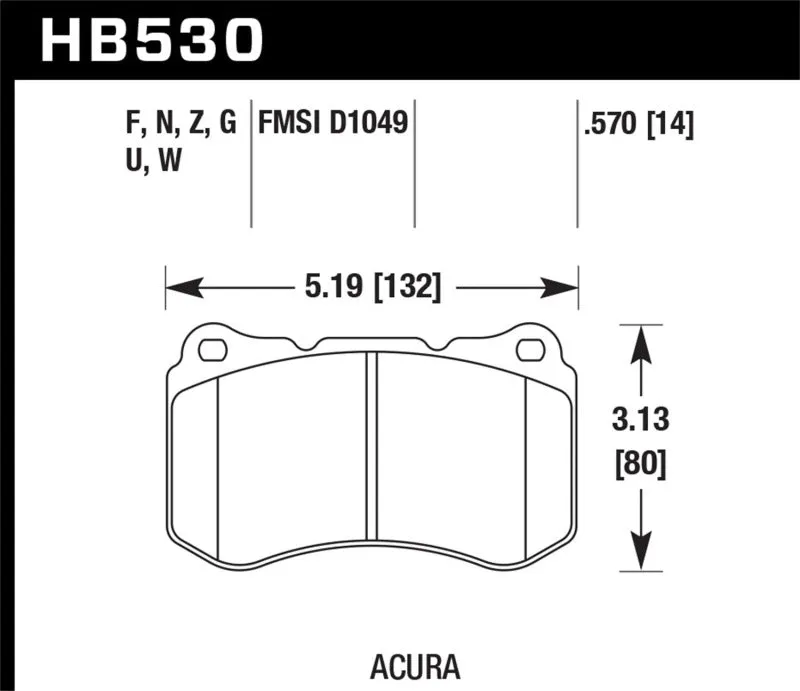 Hawk DTC-60 Race Front Brake Pads - 07-08 Acura TL Type S - HB530G.570