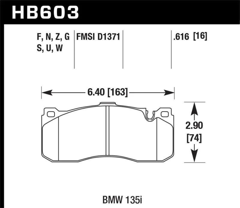 Hawk DTC-60 Race Front Brake Pads - BMW 135i - HB603G.616