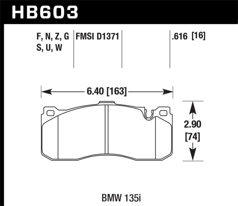 Hawk DTC-60 Race Front Brake Pads - BMW 135i - HB603G.616