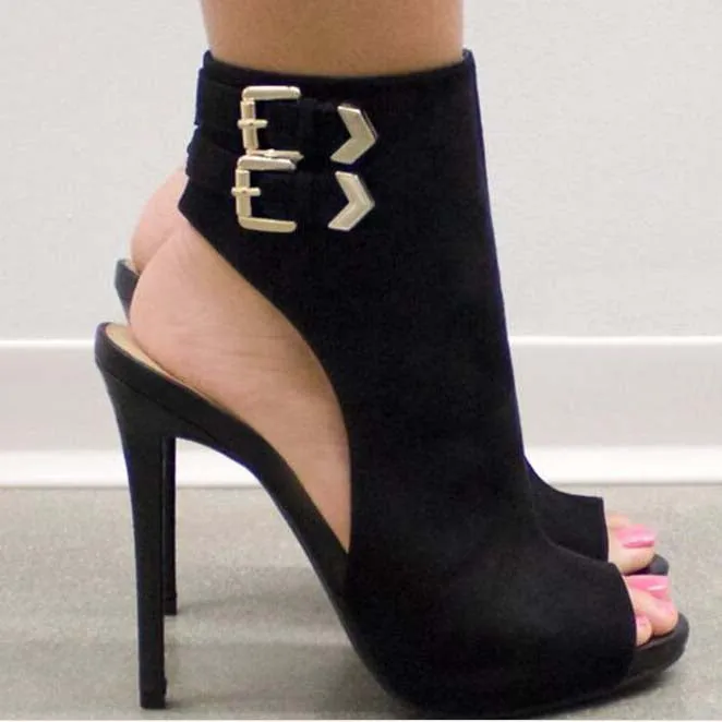 High Heel Buckle Peep Toe Sandals