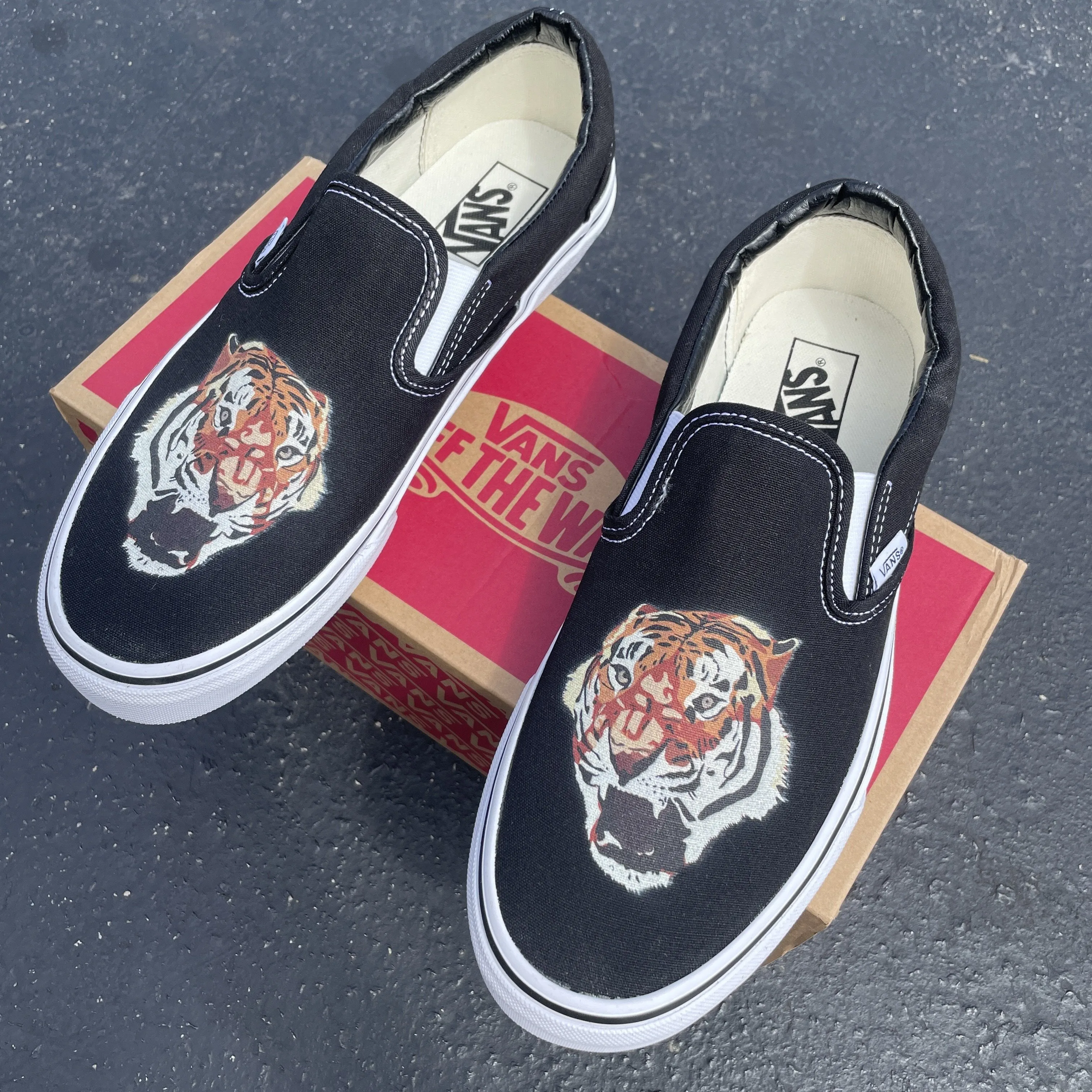 Kids Shoes - Tiger Head Custom Slip Ons