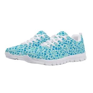 Luminous Swirls: Abstract Watercolor Floral Patterns in Lime Green and Blue Womens EVA Mesh Running Shoes US5-US12