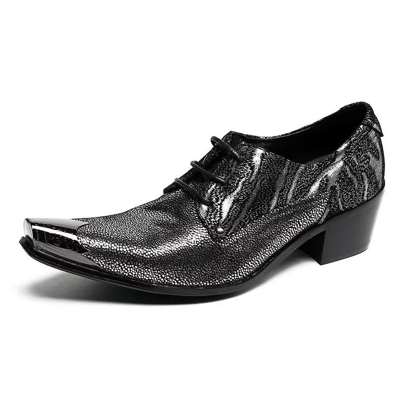 Luxe Exotic Leather Pointed Toe Derbies