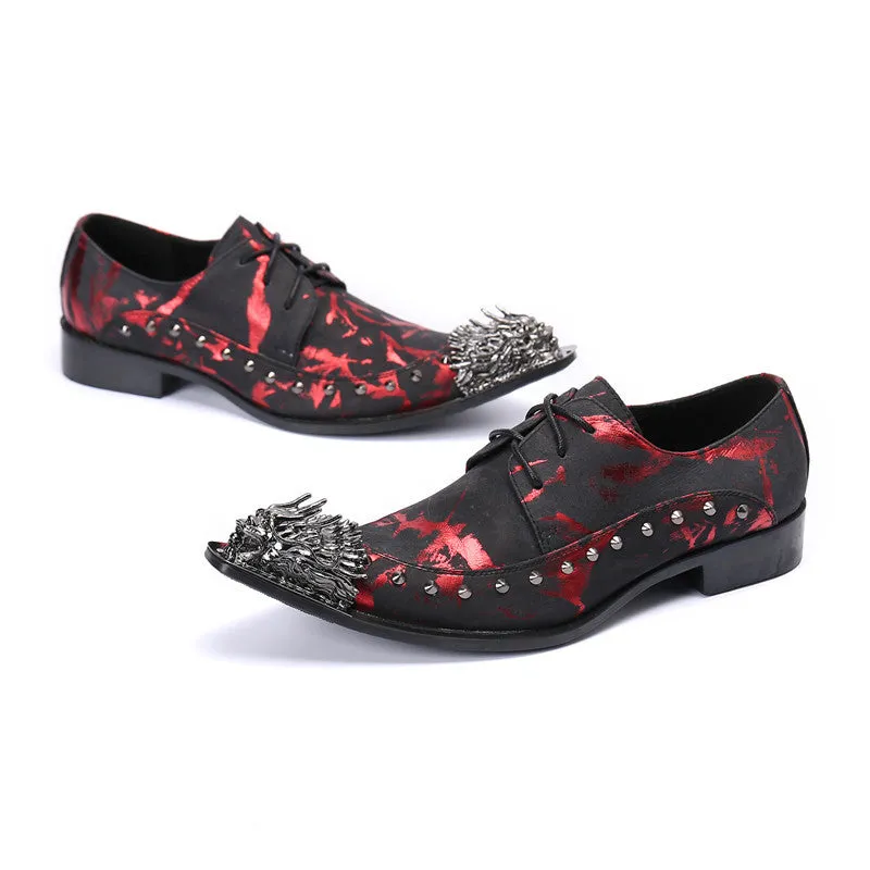 Men's leather shoes, large size, British style, red leather, black, large toe, casual business formal wear, heightening wedding groom's suit shoes
