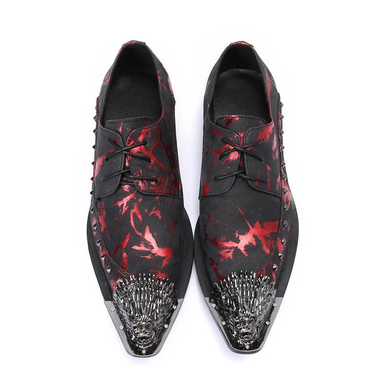 Men's leather shoes, large size, British style, red leather, black, large toe, casual business formal wear, heightening wedding groom's suit shoes