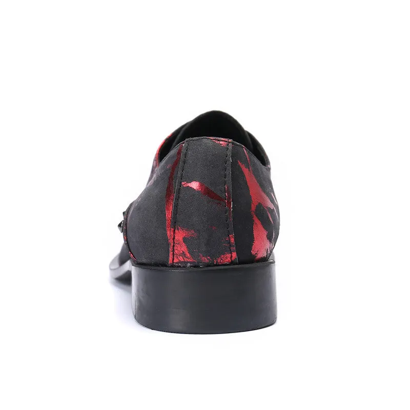 Men's leather shoes, large size, British style, red leather, black, large toe, casual business formal wear, heightening wedding groom's suit shoes
