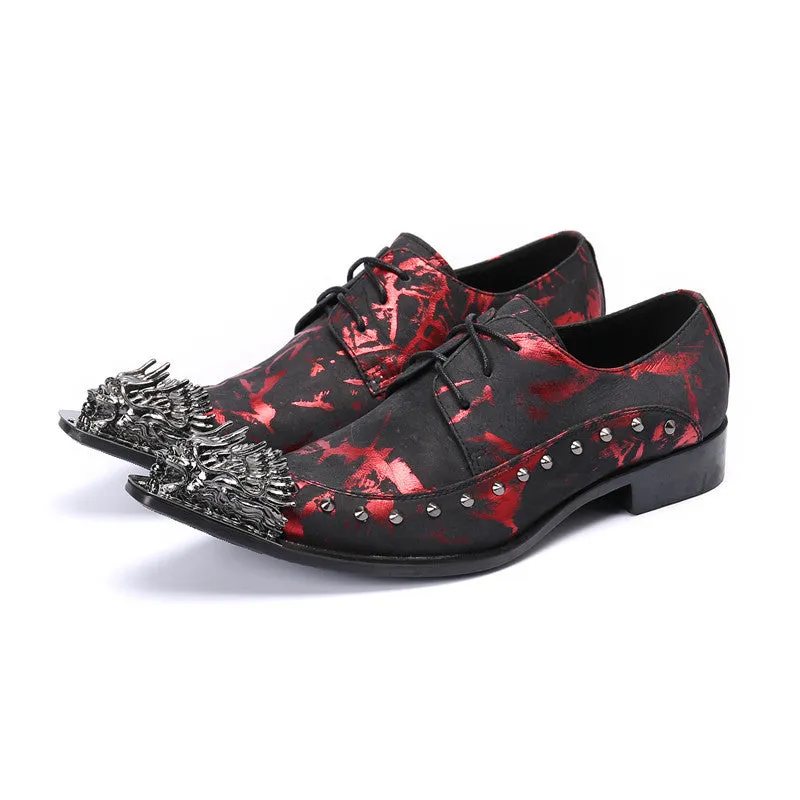 Men's leather shoes, large size, British style, red leather, black, large toe, casual business formal wear, heightening wedding groom's suit shoes