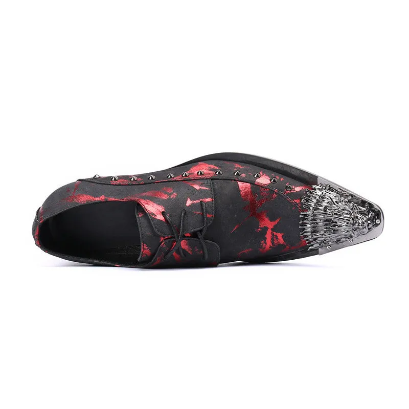 Men's leather shoes, large size, British style, red leather, black, large toe, casual business formal wear, heightening wedding groom's suit shoes