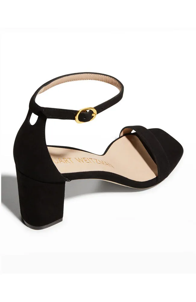 Nudist Curve 75 Block Sandal Black Suede