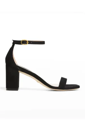 Nudist Curve 75 Block Sandal Black Suede