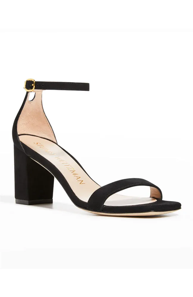 Nudist Curve 75 Block Sandal Black Suede