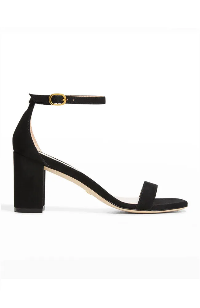 Nudist Curve 75 Block Sandal Black Suede