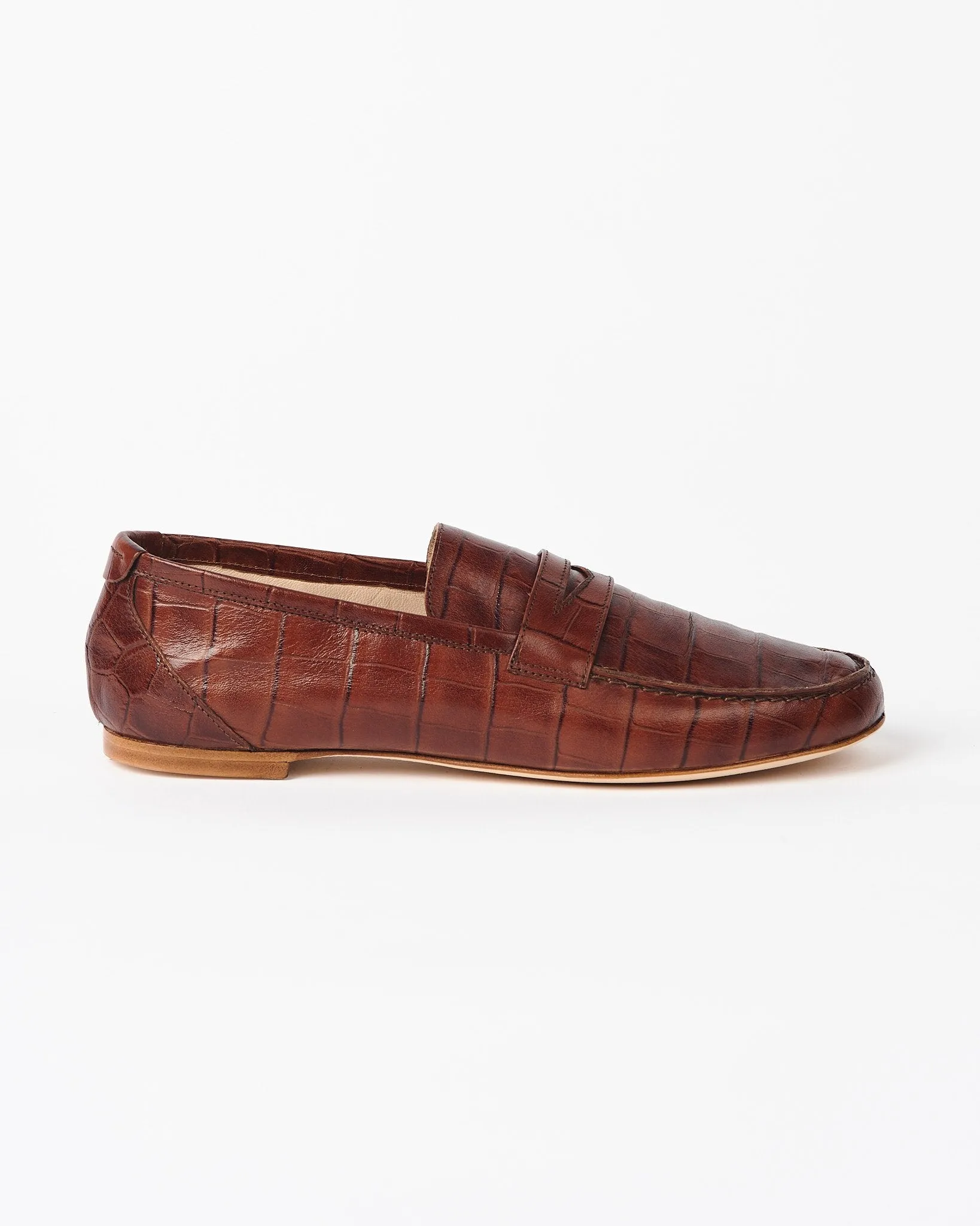 Penny Croc Loafer in Brown