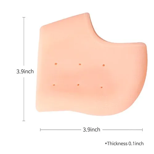 Plantar Fasciitis Heel Protectors Sleeve - Moisturizing Gel Feet Heel Spur Pads Socks for Relief Heel Pain - 1 Pair (2.5mm, Skin)