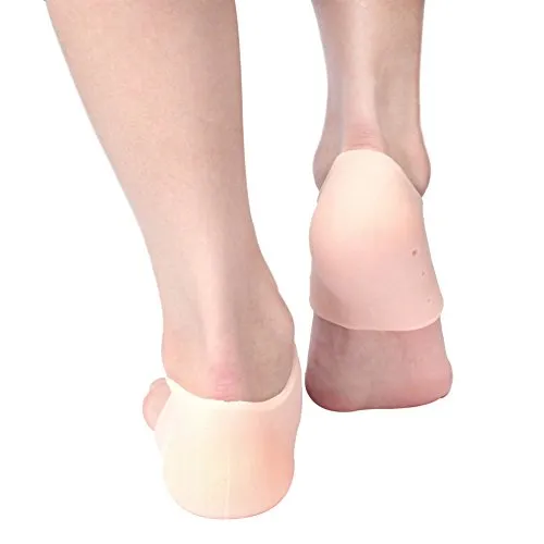 Plantar Fasciitis Heel Protectors Sleeve - Moisturizing Gel Feet Heel Spur Pads Socks for Relief Heel Pain - 1 Pair (2.5mm, Skin)