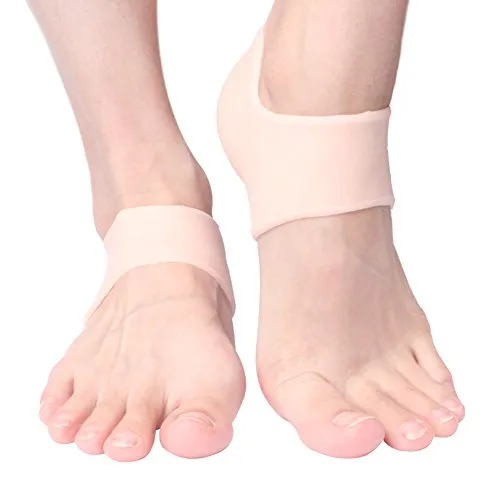 Plantar Fasciitis Heel Protectors Sleeve - Moisturizing Gel Feet Heel Spur Pads Socks for Relief Heel Pain - 1 Pair (2.5mm, Skin)