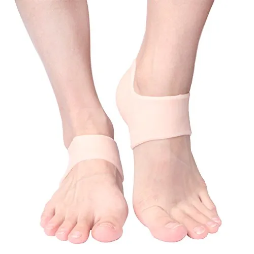 Plantar Fasciitis Heel Protectors Sleeve - Moisturizing Gel Feet Heel Spur Pads Socks for Relief Heel Pain - 1 Pair (2.5mm, Skin)