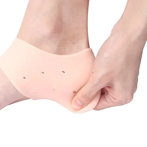 Plantar Fasciitis Heel Protectors Sleeve - Moisturizing Gel Feet Heel Spur Pads Socks for Relief Heel Pain - 1 Pair (2.5mm, Skin)