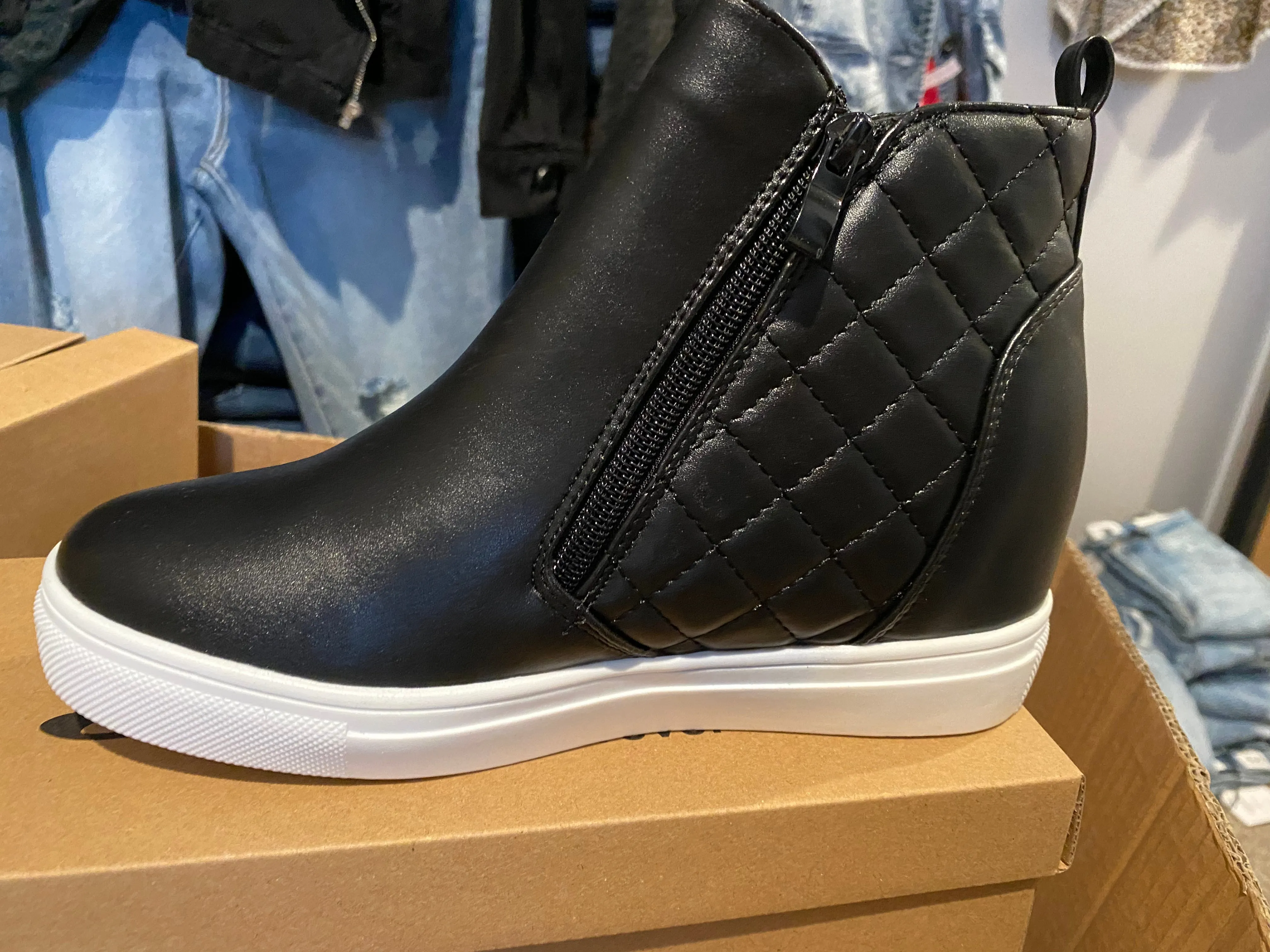 Quilted wedge sneaks