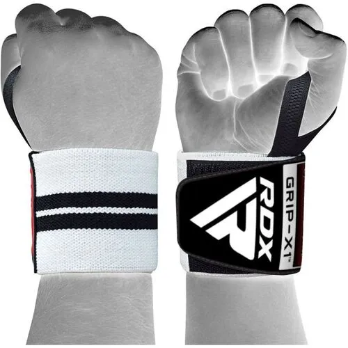 RDX W3 White Black Cotton Wrist Wraps